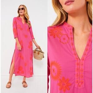 Nimo with Love Pink and Orange Embroidered sapphire Long Kaftan Size Medium NWT